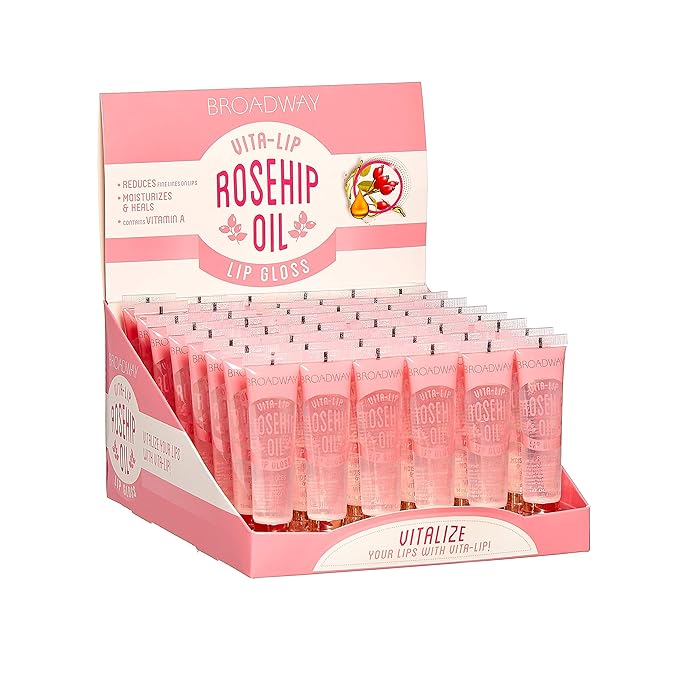 Ruby Kisses Broadway Vita-Lip Clear Lip Gloss (Rosehip Oil 6 Pack), Ultra-Hydrating & Soothing Formula with Vitamin Oils, High-Shine Non-Sticky Finish, Healing Glossy Lip Balm With Vitamin A