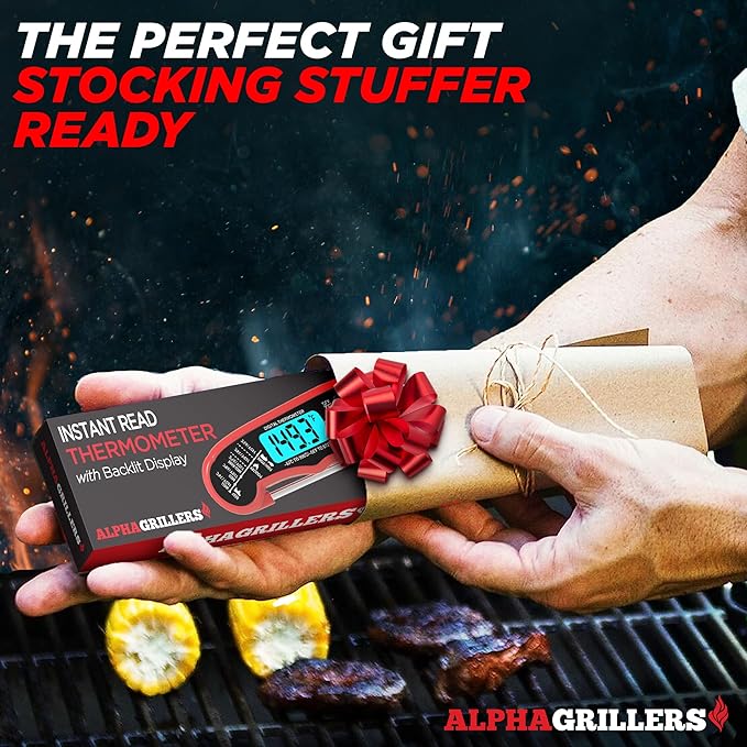 Alpha Grillers Meat Thermometer Digital - Instant Read Food Thermometer for Cooking and Grilling Stocking Stuffers for Men Gifts for Men