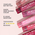 Burt's Bees Lip Tint Balm with Long Lasting 2 in 1 Duo Tinted Balm Formula, Color Infused with Deeply Hydrating Shea Butter for a Natural Looking Buildable Finish, Raspberry Zinnia (2-Pack)