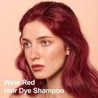 Wine Red Hair Dye Shampoo 3 in 1, Long-lasting & Natual Hair Color Shampoo, Herbal Ingredients Natural Shampoo Hair Dye Effect in Minutes, Gifts for Men Women 500ml