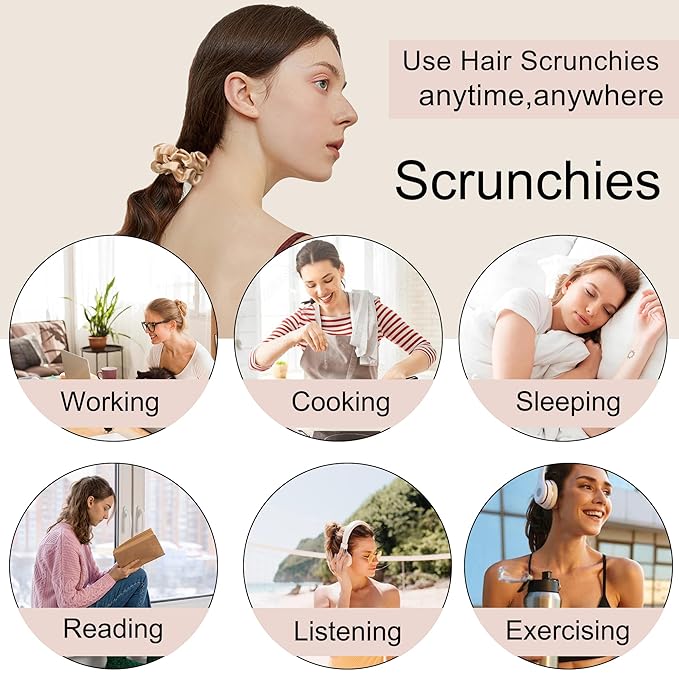 Hair Ties Small Scrunchies for Women's Hair Scrunchies Both for Thick Hair or Thin Hair Curl Hair No Crease Ponytail Holder No Hurt Your Hair