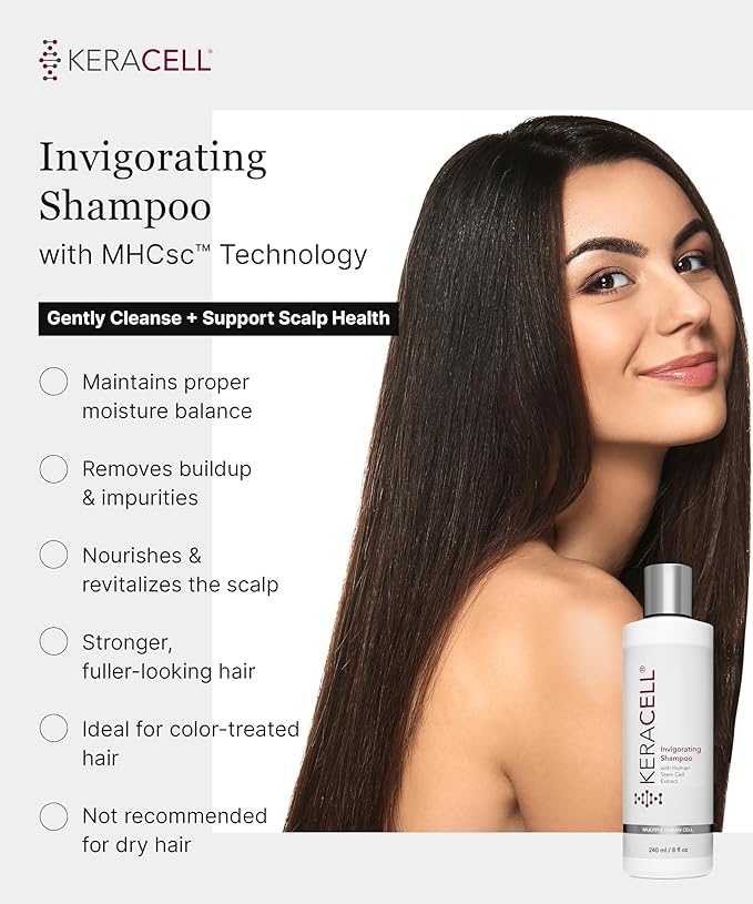 Invigorating Shampoo - Hair Growth Shampoo for Women & Men with Human Stem Cell Extract – Cleanses, Strengthens & Moisturizes to Support a Healthier Scalp & Fuller-Looking Hair - 8 oz