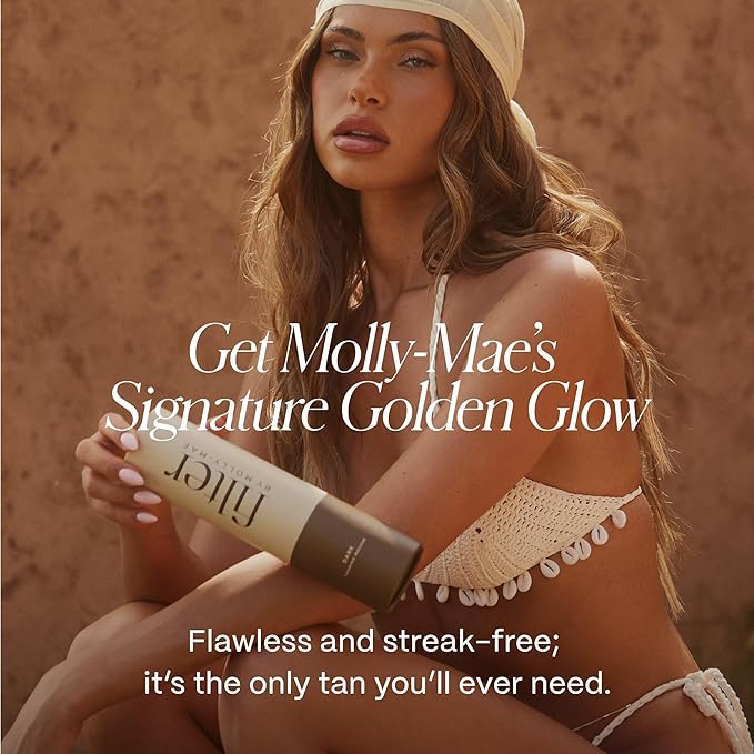 Filter By Molly-Mae Self Tanner Mousse | Extra Dark Natural Color | Fast Drying Self Tan Foam, For A Sunkissed, Golden Glow | Streak Free Tanning Mousse | Moisturizing Foam | Fast Developing | 6.7oz