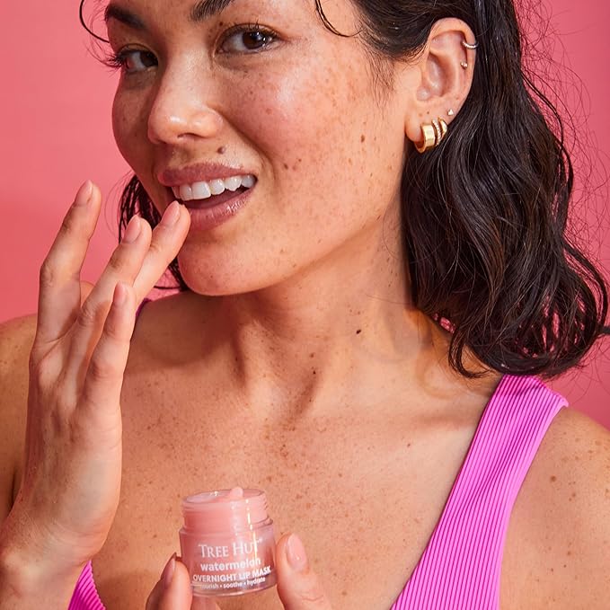 Tree Hut Watermelon Overnight Lip Mask, Hydrating Lip Treatment, Leave On Overnight for Soft, Smooth Lips, Holiday Gift & Stocking Stuffer, 0.6 oz