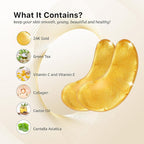24k Gold Under Eye Mask, Reduce Puffy Eyes, Wrinkles And Undereye Bags (20 Pairs) Dark Circles Under Eye Treatment, Eye Cooling Mask, Gel Under Eye Patches With Vitamin E And Collagen.