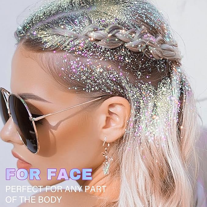 Roll-on Face Body Glitter Gel for Women and Kids, 50ml Large Capacity Holographic Chameleon Color Changing Glitter Gel Shimmer Makeup for Singer Concert Festival Rave Accessories, Mermaid