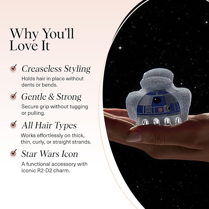 Kitsch x Star Wars R2-D2 Glitter Medium Hair Clip for Women – Whimsical Galaxy-Inspired Claw Clip | Recycled Plastic, Strong Secure Grip, | Ideal Gifts for Women, Hair Accessories for Girls