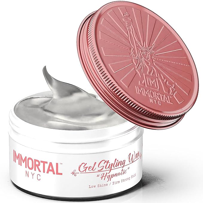 Immortal NYC Hair GEL STYLING WAX - Hypnotic, Maximum Firm Strong Hold, Low Shine Gel/Wax - Mens Water Based Pomade/Hair Wax, No Residue Hair Pomade - All Natural Gel/Wax for All Hair Types