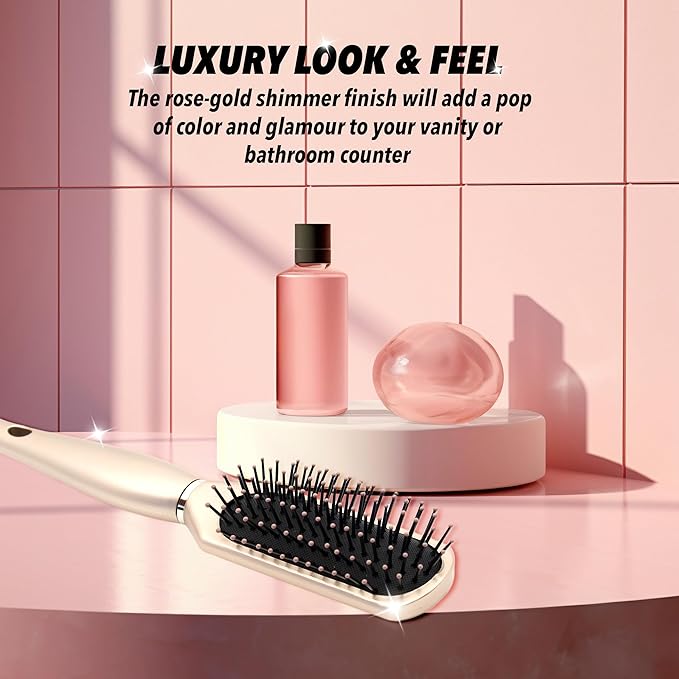 Earth & I ROSEGOLD Curly Hair Styling Brush, Curl Products for Curly Hair, Volume Brush, Cepillo Para Cabello Rizado, Detangler and Styling Essentials, 2A to 3C, cepillo para definir rizos