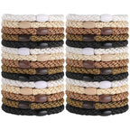 Hair Ties for Women Girls, Funtopia 30 Pcs Elastics Hair Bands Ponytail Holders for Thick Hair, No Damage No Crease Hair Elastics (Black/Brown/White/Beige/Coffee)