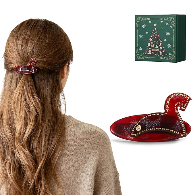 2026 Italian Original Handmade Hair Barrette, Christmas Hair Clip for Women, Plant-Based Acetate France Barrette for Birthday Girls, Durable Styling Hair Accessories for Girls-Steed Whisper