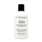 The Soap Exchange Body Lotion - Eucalyptus & Spearmint Scent - Hand Crafted 8 fl oz / 240 ml Natural Artisan Skin Care for Hand, Face, & Body, Moisturize, Hydrate, & Protect. Made in the USA.