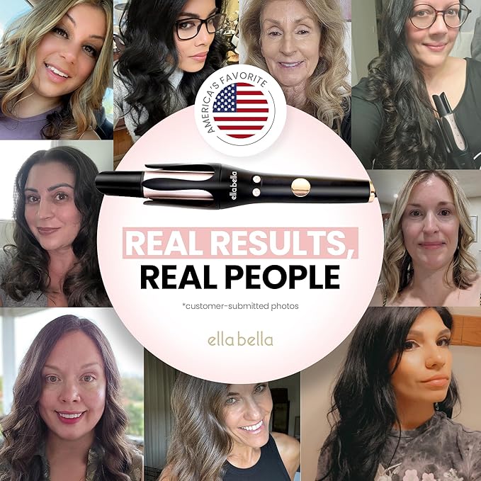 ELLA BELLA® Automatic Rotating Curling Iron • Auto Hair Curlers • Easy to Use • Digital Display to Accurately Control Temperature • Transform Your Look in Seconds • Ideal for Longer Hair