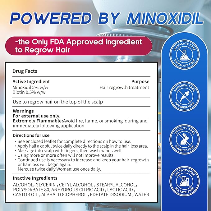 5% Minoxidil for Men and Women Foam Hair Growth - Minoxidil Foam Hair Regrowth Treatment for Men and Women, Topical Hair Loss Treatments, Extra Strength Thicker & Fuller Hair, 2 x 2.11 oz for 2 Months