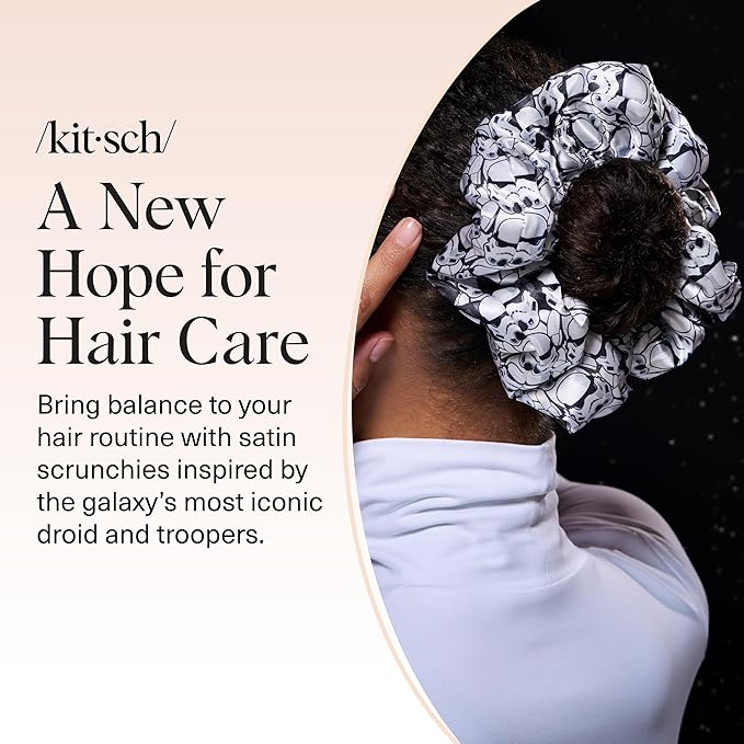 Kitsch x Star Wars R2-D2 & Stormtrooper Scrunchies for Women- Softer Than Silk Scrunchie - No Crease Hair Ties - Perfect For Day And Night Creaseless Hair Accessories for Girls | Ideal Gifts for Women