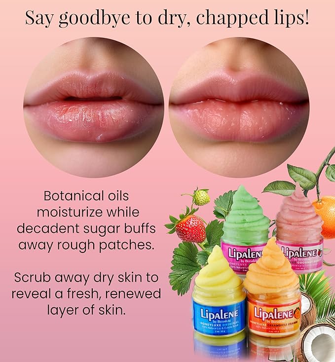 Lipalene HoneyLuxe - 100% Natural Lip & Cuticle Scrub (2 oz, Coconut Berry)