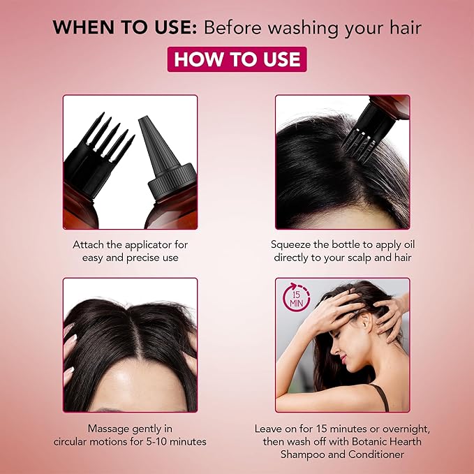 Botanic Hearth Hair Oil for Hair Growth | Strengthening Dry, Frizzy, Damaged Hair & Scalp Treatment | No Parabens or Harmful Sulfates | All Hair Types | Hibiscus Silk Protein Hair Oil - 6.7 Fl Oz