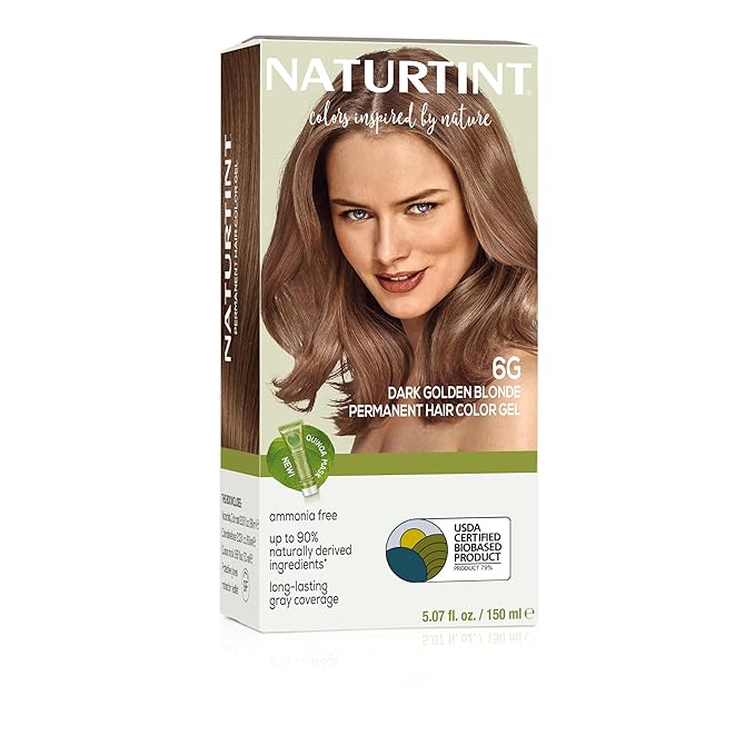 Naturtint 6G Dark Golden Blonde Permanent Hair Color (Pack of 1), Ammonia Free, Vegan, Cruelty Free, up to 100% Gray Coverage, Long Lasting Results (Packaging may vary)