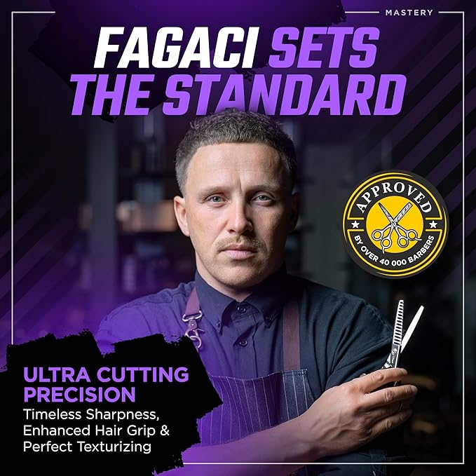 Fagaci Hair Thinning Scissors 6" with 440C Steel, Ultra Sharp & Superior Cuts Texturizing Shears, Extreme Durability Texturizing Scissors, Barber Thinning Shears, Hair Cutting for Women & Men