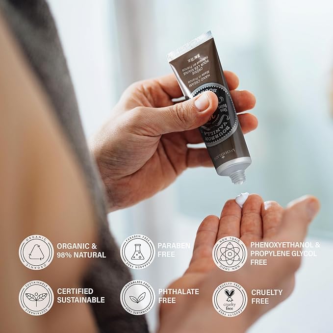 La Chatelaine Hand Cream Unisex Gift Set, Ready-To-Gift Hand Lotion, Travel Size, Natural Hand Cream Made in France with 20% Organic Shea (Moroccan Mint, Vetiver Cedar, Bourbon Vanilla) 3 x 1 fl oz