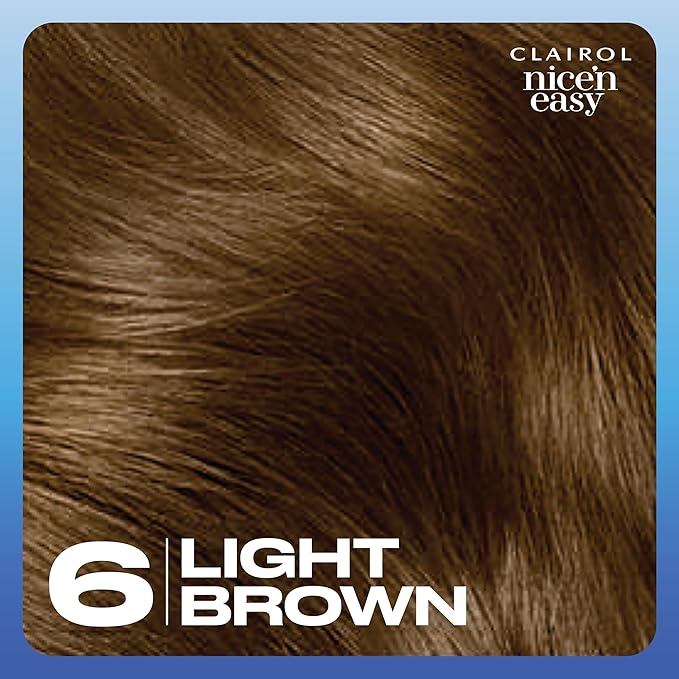 Clairol Nice'n Easy Permanent Hair Dye, 6 Light Brown Hair Color, Pack of 3