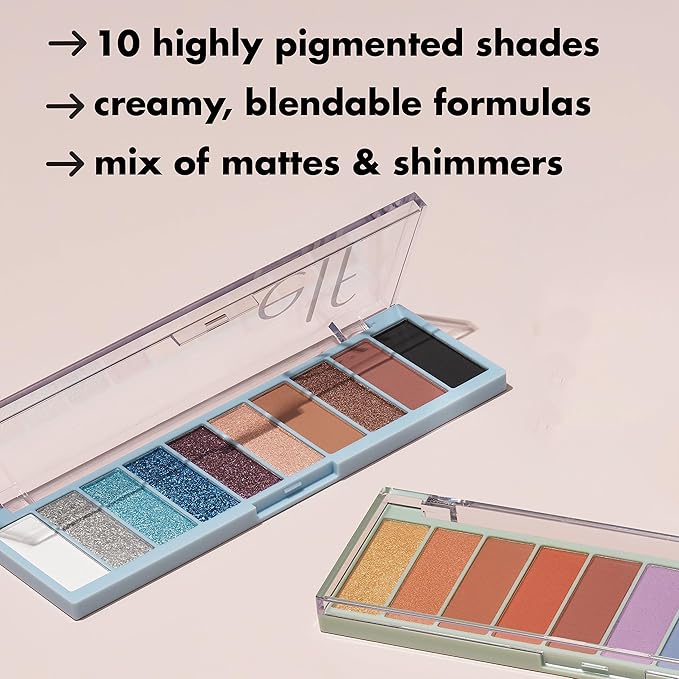 e.l.f. Perfect 10 Eyeshadow Palette, Ten Ultra-pigmented Blue & Purple Metallic Shades, Blendable Formula, Vegan & Cruelty-Free, Intergalactic