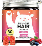 Biotin Gummies for Hair, Skin & Nails. 5,000 mcg High Potency Vegan Vitamins for Faster Hair Growth, Stronger Nails & Healthy Skin. with Vitamins C & E, 30 Gummies