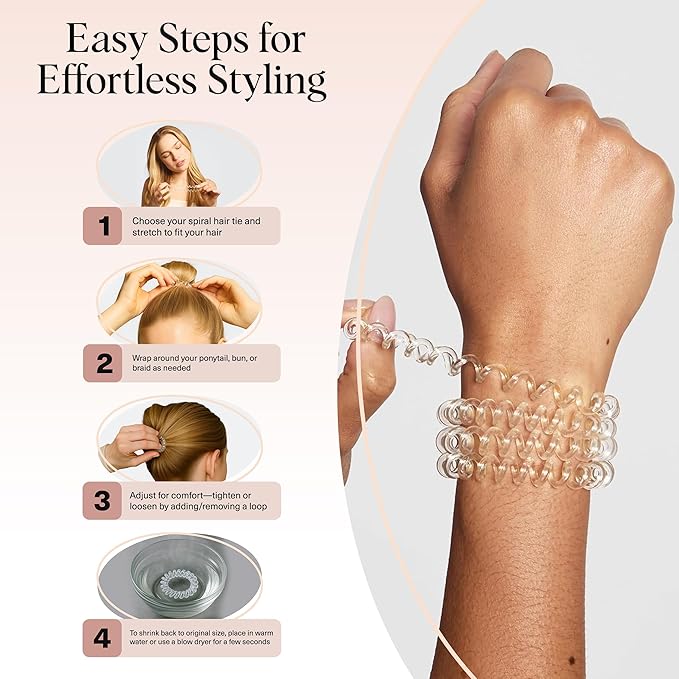 Kitsch Spiral Hair Ties for Women - Creaseless and Dent-free Coil Hair Ties | No Damage, Phone Cord Coils | Made of Flexible and Durable Plastic | Ideal Gifts for Women | 8pcs (Blonde)