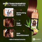 HERBBY Hair Color Shampoo for Gray Hair Coverage&Color Transform with 9 Herbal Extracts –Long Lasting(6-8 Weeks),Shiny,Evenly Colored,Instant Hair Dye Shampoo&Conditioner,500 Ml (AUBURN BROWN COLOR)