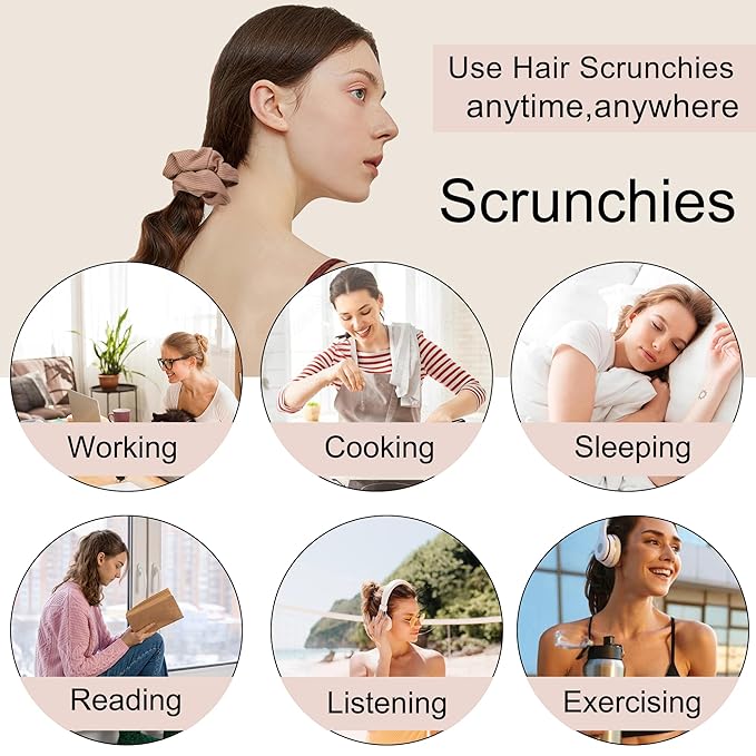 Hair Ties Scrunchies for Women's, for Girls Big Scrunchies Both for Thick Hair or Thin Hair Curl Hair No Crease Ponytail Holder No Hurt Your Hair