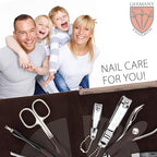 3 Swords Germany - brand quality 7 piece manicure pedicure grooming kit set for professional finger & toe nail care scissors clipper textile case in gift box, Made in Germany