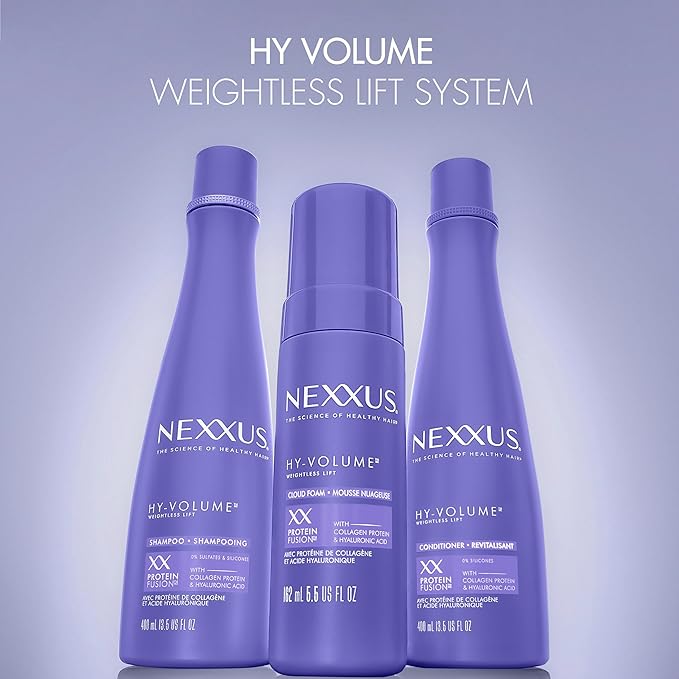 Nexxus Hy-Volume Weightless Lift Shampoo For Flat & Limp Hair Protein Fusion with Collagen Protein & Hyaluronic Acid for 48 Hours of Volume 13.5 Fl Oz