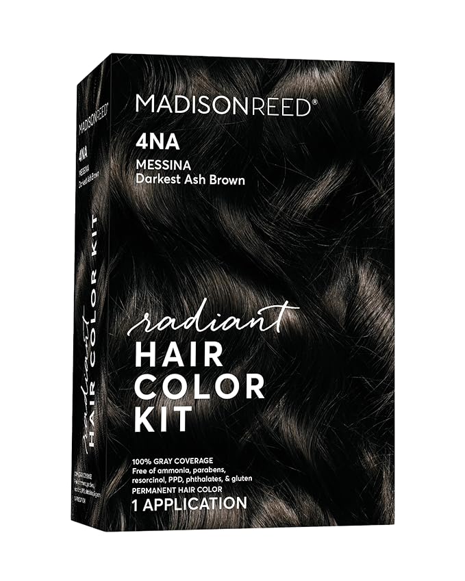 Madison Reed Radiant Hair Color Kit - 4NA Darkest Ash Brown with Cool Smoky Undertones (Messina Brown), Dimensional Gray Hair Blending Permanent Hair Dye, PPD-Free & Ammonia-Free, 1 Pack
