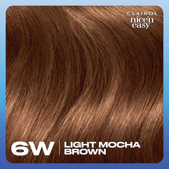 Clairol Nice'n Easy Permanent Hair Dye, 6W Light Mocha Brown Hair Color, Pack of 3