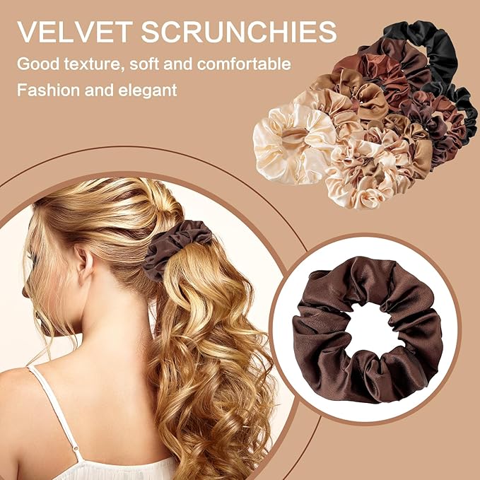 Satin Silk Hair Ties for Women,Soft Hairbands Ponytail Holder,Elastic Hair Ties for Women's Thick Curly Hair, Hair Accessories Decorations.(12pcs Vintage Colors)