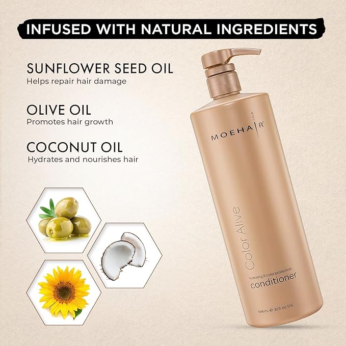 MOEHAIR Color Alive Conditioner | Hydrating & Nourishing | For Color Treated Hair | Paraben & Sulfate Free | Reduces Scalp Dryness | Softens & Detangles (32 Fl. Oz)