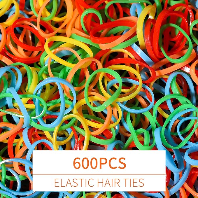 Elastic Hair Bands, YGDZ 5 Colors 600 PCS Mini Rubber Bands for Hair with Organizer Box, Hair Accessories for Toddler, Girl, Baby, Rainbow Color