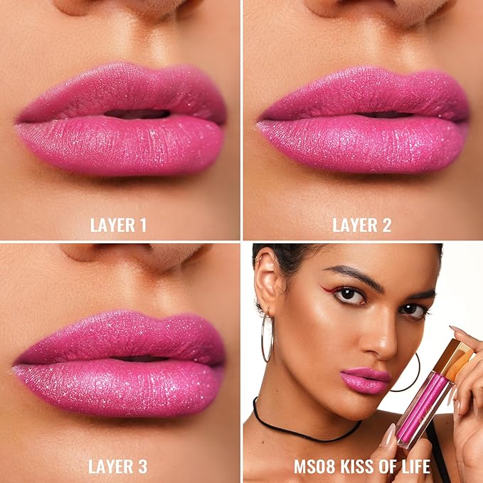 Oulac Pink Matte Liquid Lipstick for Women, Long Lasting Lipstick Waterproof Lip Stain, No Transfer, Creamy High Pigmented Formula with Rose Oil, Vegan & Cruelty-Free MS08