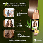 HERBBY Hair Color Shampoo for Gray Hair Coverage&Color Transform with 9 Herbal Extracts –Long Lasting(6-8 Weeks),Shiny,Evenly Colored,Instant Hair Dye Shampoo&Conditioner, 500 Ml (LIGHT BROWN COLOR)