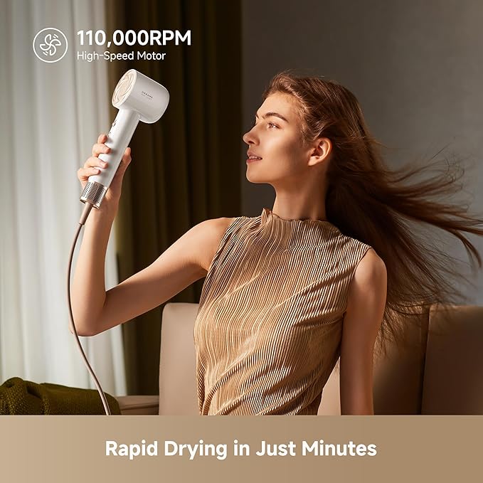 Dreame Glory Mix High-Speed Hair Dryer, Dual Voltage, 3 Magnetic Nozzles, Perfume Infusion, Customized Fragrant Drying, NTC Control, 300M Negative lons, 110,000RPM Motor, 336g Lightweight, White