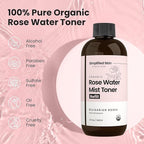 Rose Water Spray for Face & Hair (Refill) - Organic USDA Certified Rosewater Facial Toner - Alcohol-Free Makeup Setting Hydrating Face Mist - Anti-Aging Toner Spray - 8 Fl Oz