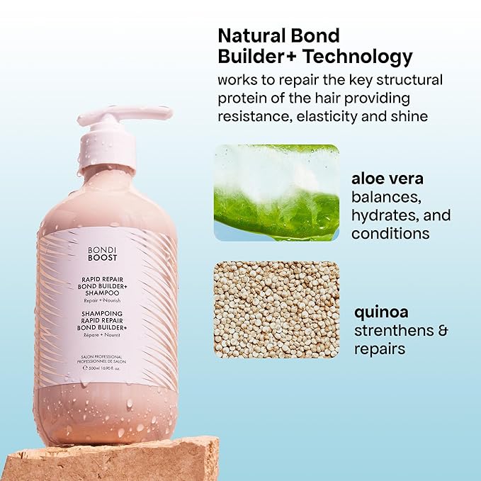 BONDIBOOST Rapid Repair Bond Builder + Shampoo for Damaged Hair [16.90 fl oz], Strengthening Formula for Restoring + Rebuilding Hair, Deep Conditioning + Nourishing Treatment for Healthier Results