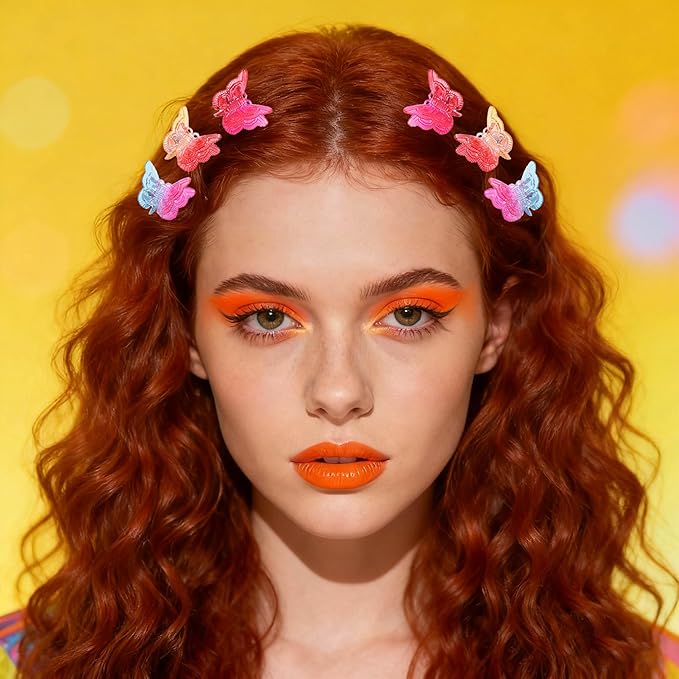 Rosvia 54 Tiny Butterfly Hair Clips,Gradient Color Fairy Hair Claw Clip for Girls Women，90s Y2K Cute Mini Hair Clips，Fun Hair Accessories