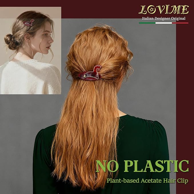 2026 Italian Original Handmade Hair Barrette, Christmas Hair Clip for Women, Plant-Based Acetate France Barrette for Birthday Girls, Durable Styling Hair Accessories for Girls-Steed Whisper