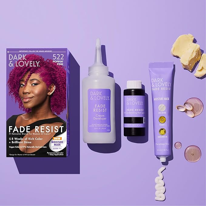 Softsheen-Carson Dark and Lovely Hair Dye, Fade Resist Hair Color with Conditioning Mask, Poppin Pink, 1 Kit (Pack of 2)