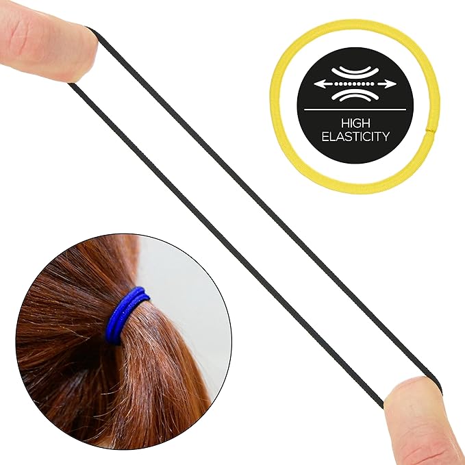 Expressions 216-Piece Hair Ties, 4mm Bright Colors Value Pack, No Metal Ponytail Holders For Thick, Curly, and All Hair Types