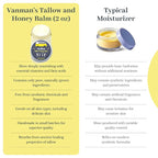 Vanman's Tallow and Honey Balm (2 Pack) - Tallow Face Moisturizer with Pure Grass-Fed/Finished Beef Tallow for Skin and Essential Oils, Organic Raw Honey and Beeswax, Cold Pressed Olive Oil - 2 oz