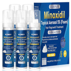5% minoxidil foam for men-5pack， Infused with Biotin, Hair Growth Treatment, Supports Thicker and Fuller Hair & Beard (10.5oz, 5 Month Supply)