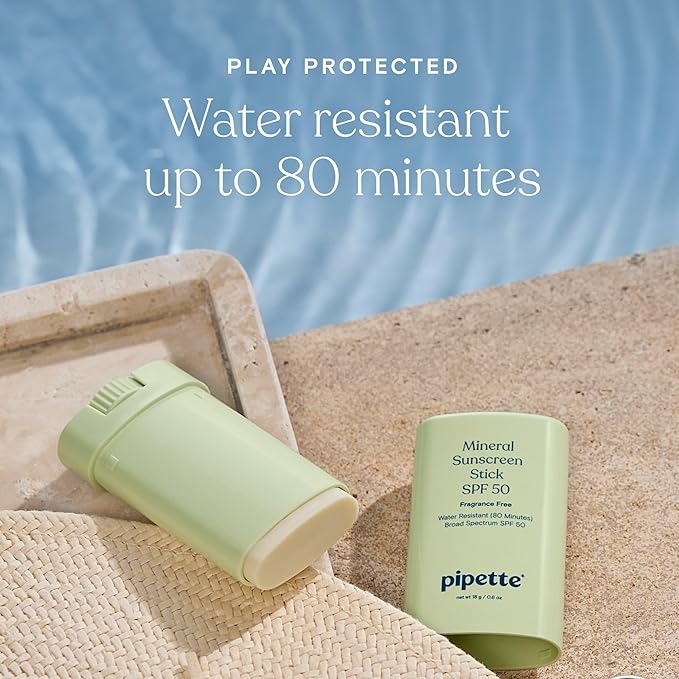 Pipette Baby Mineral Sunscreen Stick SPF 50, 0.6 oz, Water-resistant Non-nano Zinc Oxide Mineral Sunscreen, UVB/UVA Sunblock for Kids & Sensitive Skin, Travel Size Sun Protection