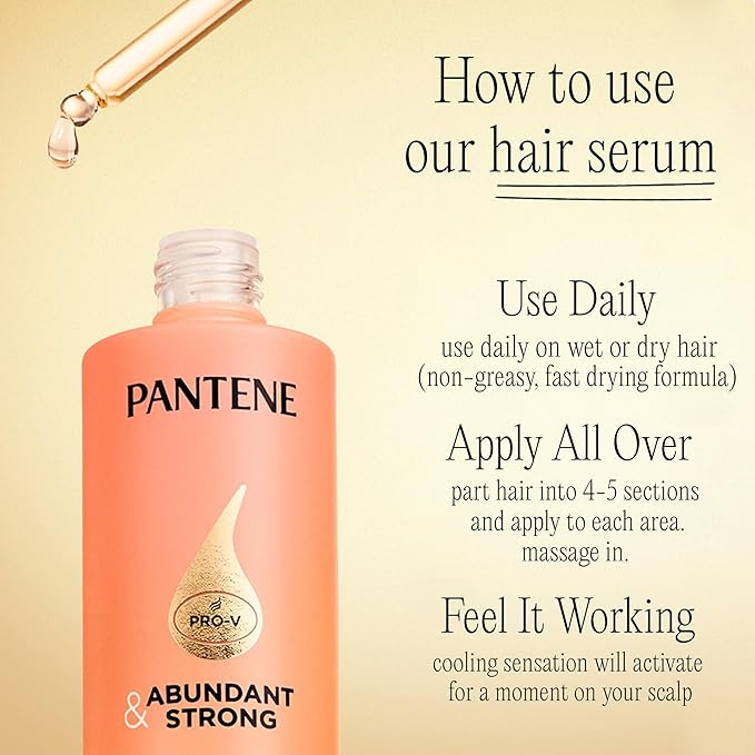 Alix Earle Pantene Abundant & Strong 5-Piece Gift Set - Regimen includes Shampoo (13.5 oz), Conditioner (8 oz), Serum (2 oz) for Hair Loss, Thinning, Anti-Breakage, Volume - Grows Healthier